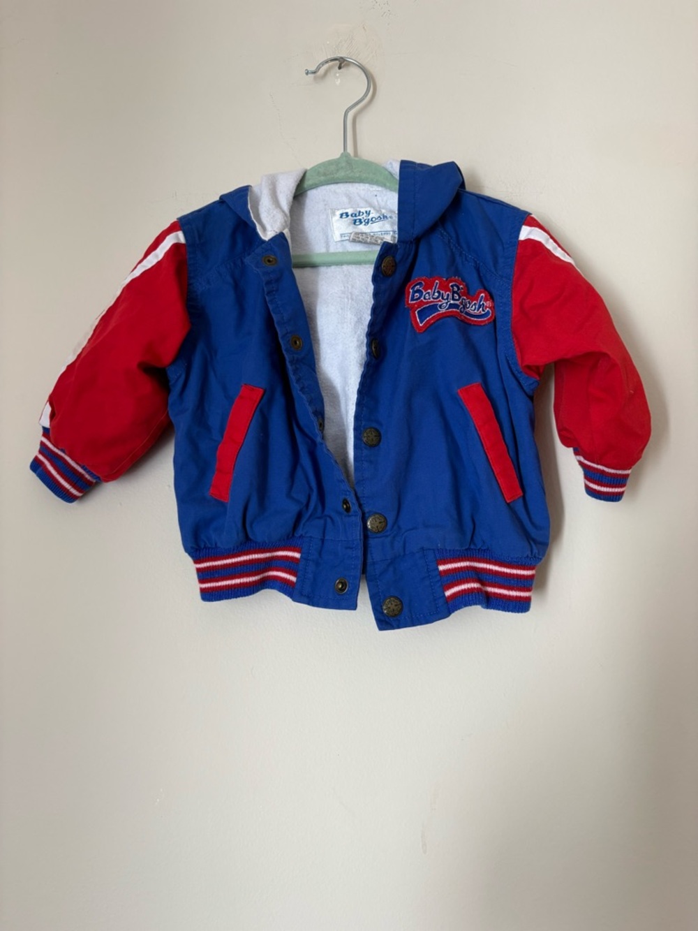 Vintage Baby B’gosh Hooded Colorblock Puffer Jacket baseball sport jacket